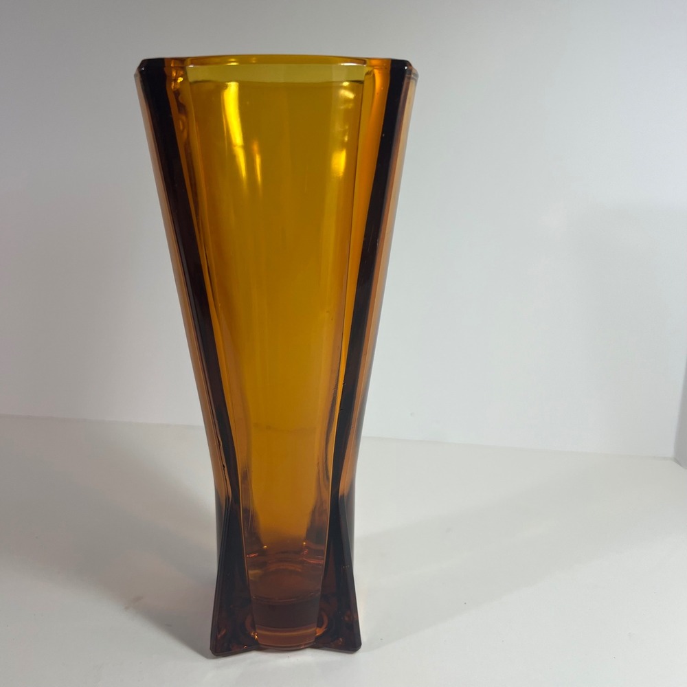 Vintage MCM 1960s Anchor‎ Hocking Rocket Vase Atomic Amber Glass 9"